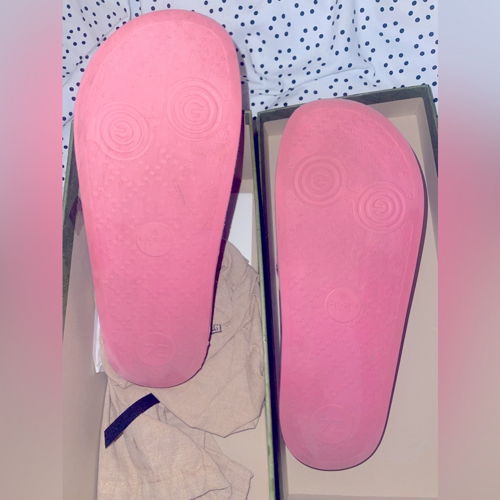 Back of Gucci slides to prove authenticity